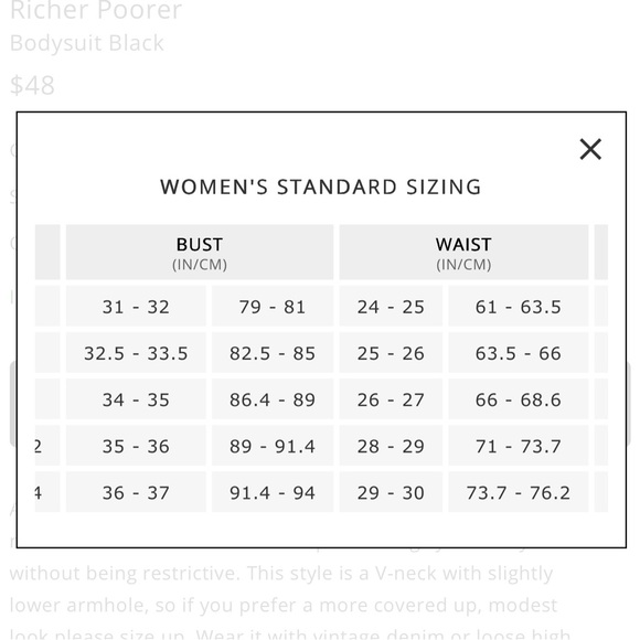 Richer Poorer Black V-Neck Bodysuit XS Madewell - Picture 9 of 10